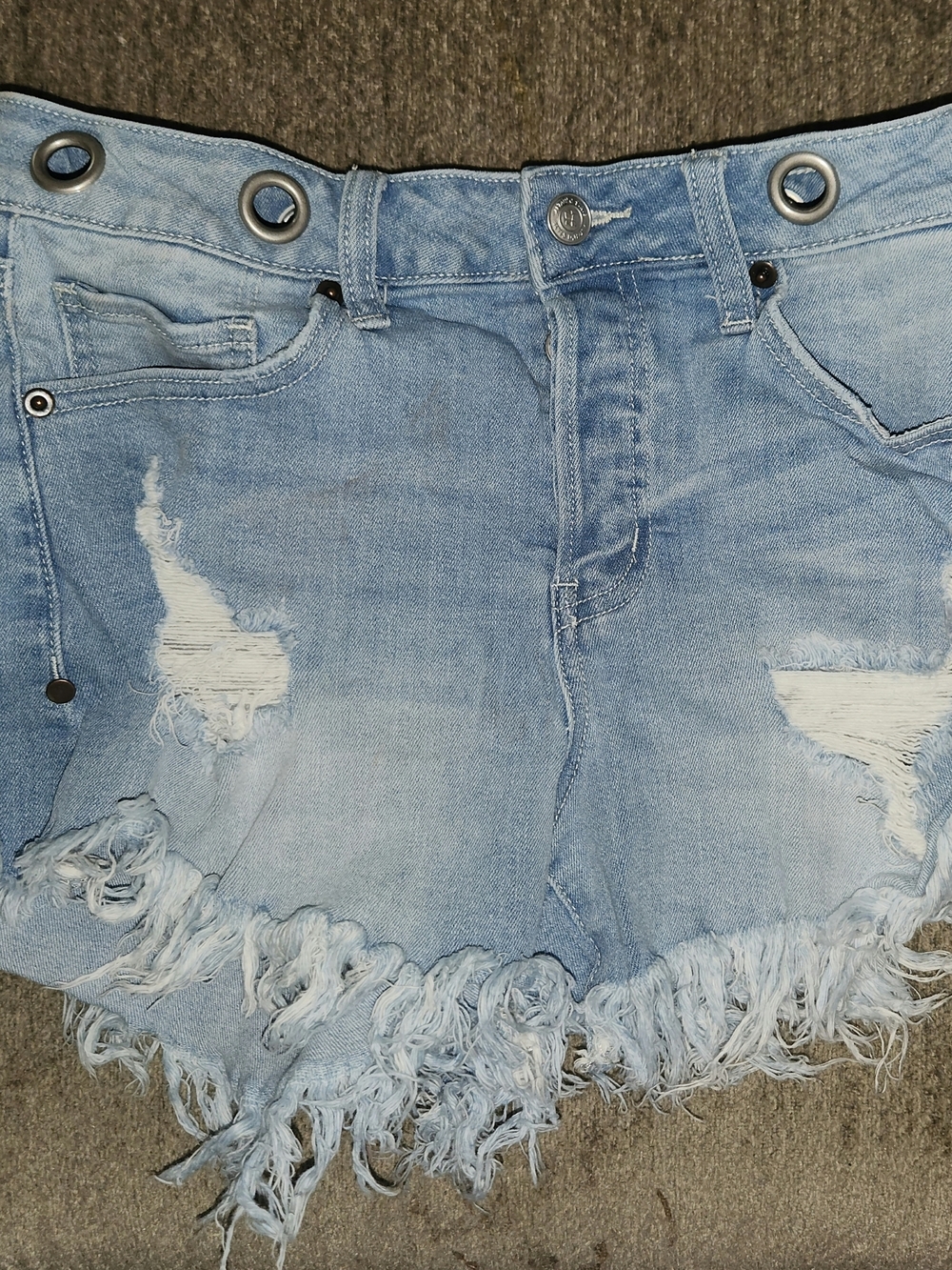 Altar'd State Light Blue Distressed Denim Short Shorts 25